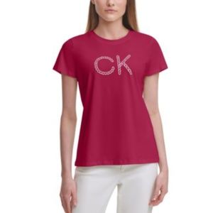 Calvin Klein Women’s Metallic Chain Logo T-Shirt size XL